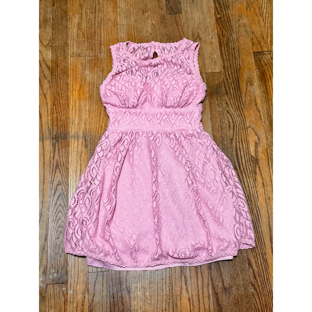 B. Darlin Pink Lace Bubble Hem Cocktail Dress Size 5/6 Sleeveless I4BK1834